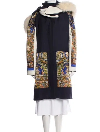 Pre-owned Just Cavalli Wool Patterned Parka In Blue
