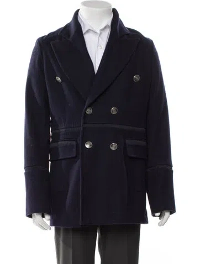 Pre-owned Just Cavalli Wool Peacoat In Blue