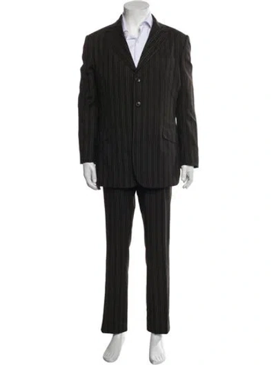 Pre-owned Just Cavalli Wool Striped Two-piece Suit In Black