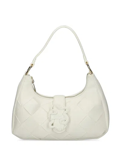 Just Cavalli Woven Buckle-snake Bag In Neutral