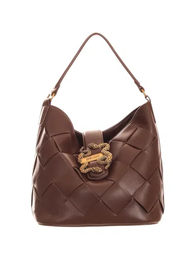 Just Cavalli Woven-design Shoulder Bag In Brown