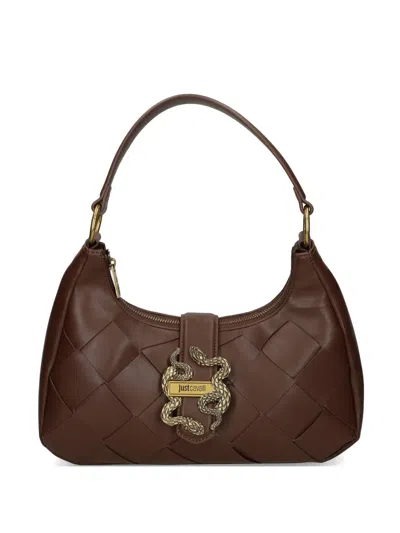 Just Cavalli Woven Snake-detail Bag In Brown