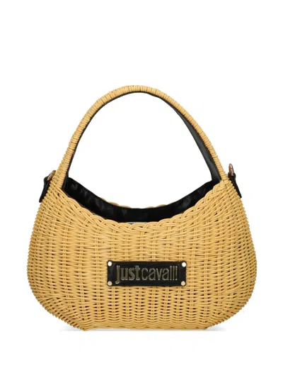 Just Cavalli Woven Tote Bag In Neutral