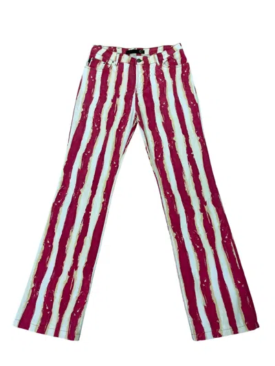 Pre-owned Just Cavalli X Roberto Cavalli Slim Jeans Stretch Just Cavalli Italy Paint Like Stripe 55 In Striped Red