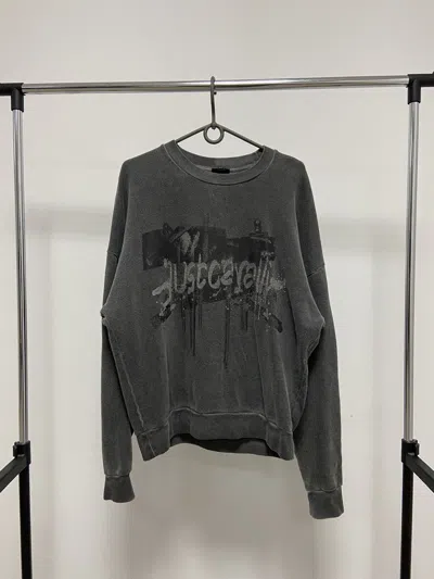 Pre-owned Just Cavalli X Vintage Just Cavalli Vintage Sweatshirt Big Logo Luxury Style In Grey