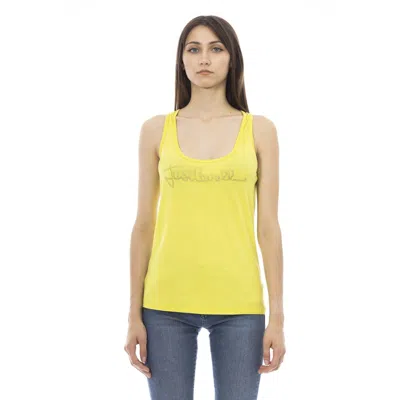 Just Cavalli Rhinestone-logo Tank Tank Top In Yellow