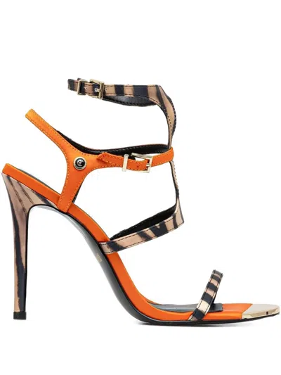 Just Cavalli Zebra-print Stiletto Sandals In Orange