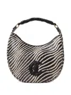 Just Cavalli Zebra-print Woven Shoulder Bag In Black