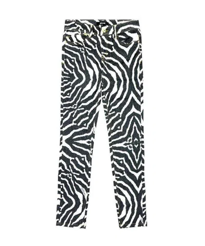 Just Cavalli Zebra Printed Jeans In Black