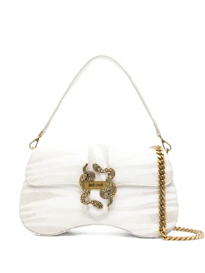 Just Cavalli Zebra-print Buckle Tote Bag In White