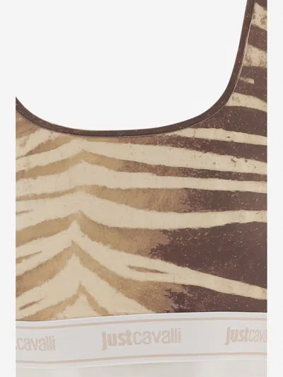 Just Cavalli Zebra-stripe Stretch Jersey Tank Top In Multi