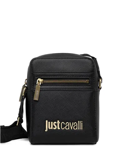 Just Cavalli Zip-detail Logo Messenger Bag In Black