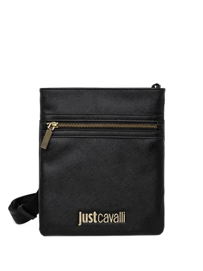 Just Cavalli Zip Logo Messenger Bag In Black