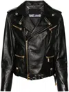 Just Cavalli Zip-up Leather Jacket In Black