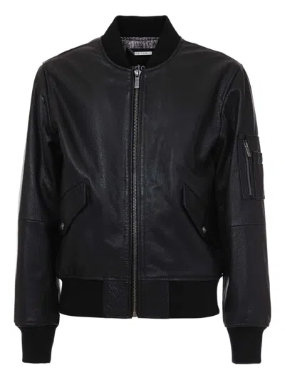 Just Cavalli Zip-up Leather Jacket In Blue