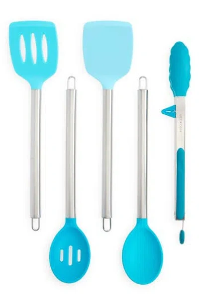 Just Cook 5-piece Silicone Utensil Set In Blue