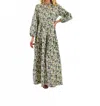 Just Darviny Boho Long Dress In Floral Sage In Multi