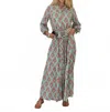 Just Darviny Boho Long Maxi Dress In Bahama Sea In Multi