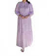 Just Darviny Boho Long Sleeve Maxi Dress In Cotton Candy Violet In Multi