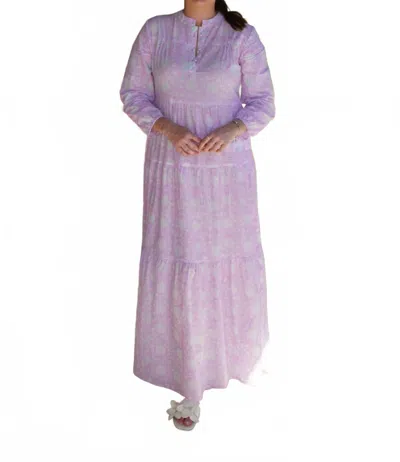 Just Darviny Boho Long Sleeve Maxi Dress In Cotton Candy Violet In Purple