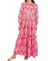 Just Darviny Boho Long Sleeve Maxi Dress In Desert Rose In Pink