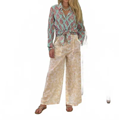 Just Darviny Boyfriend Long Sleeve Button Down Shirt In Bahama Sea In Multi