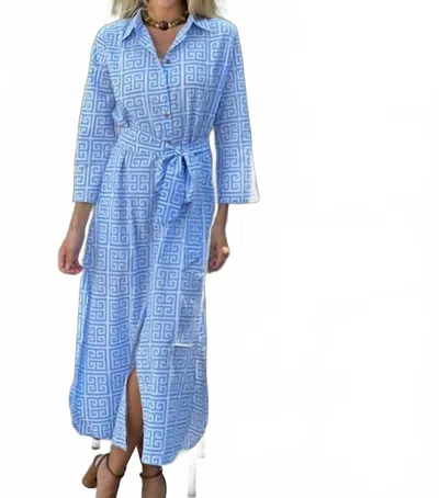 Just Darviny Dar Midi Dress In Greek Key French Blue