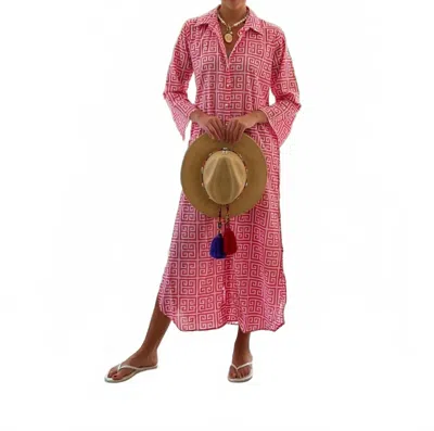 Just Darviny Dar Midi Dress In Greek Key Pink In Multi