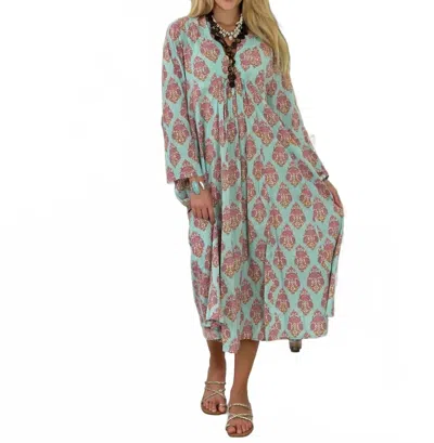 Just Darviny Karolina V-neck Midi Dress In Bahama Sea In Multi