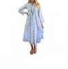 Just Darviny Karolina V-neck Midi Dress In Paisley French Blue In Multi