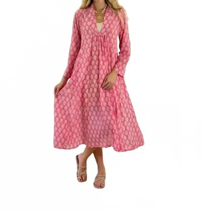 Just Darviny Karolina V-neck Midi Dress In Bahama Pink