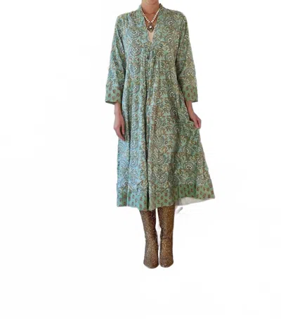 Just Darviny Karolina V-neck Midi Dress In Celadon In Green