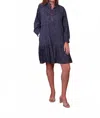 Just Darviny Megan Button Front Mini Dress In Hopscotch Navy In Multi