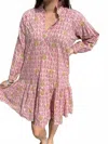 Just Darviny Megan V-neck Mini Dress In Colony Pink In Pink