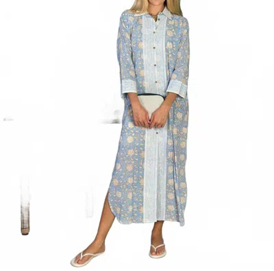 Just Darviny Paola Midi Dress In Lotus Flower French Blue