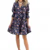 Just Darviny Raye Floral V-neck Short Dress In Charleston Floral Navy In Blue
