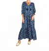 Just Darviny Raye V-neck Long Maxi Dress In Batik Navy In Blue
