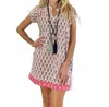 Just Darviny Sally V-neck Mini Dress In Poppy Pink In Multi