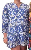 Just Darviny Serena V-neck Mini Dress In Aztec Cobalt In Multi