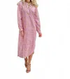 Just Darviny Sunita Long Sleeve Kaftan In Colony Pink In Pink