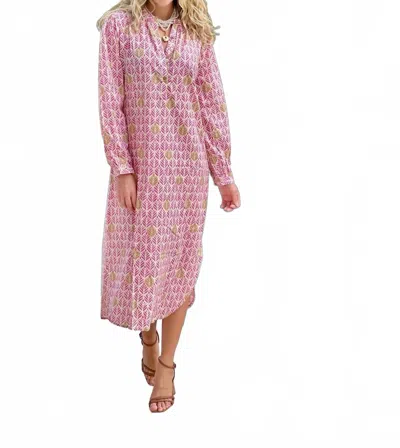 Just Darviny Sunita Long Sleeve Kaftan In Colony Pink