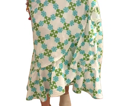Just Darviny Trellis Wrap Skirt In Turquoise In Multi