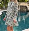 Just Darviny Victoria Long Sleeve Mini Dress In Floral Sage In Multi