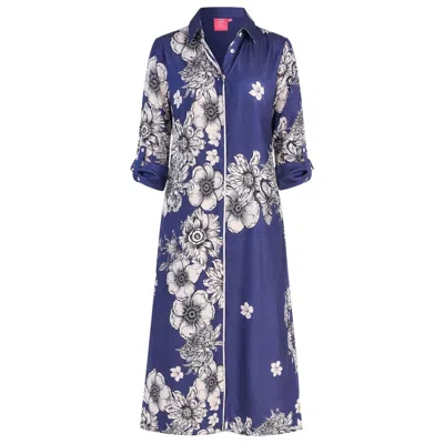 Just Darviny Women's Blue French Dress Navy Tiger