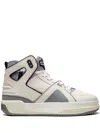 Just Don Pebble Leather High-top Sneakers With Perforated Toe In White