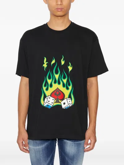 Just Don Crew-neck Graphic-print T-shirt In Black