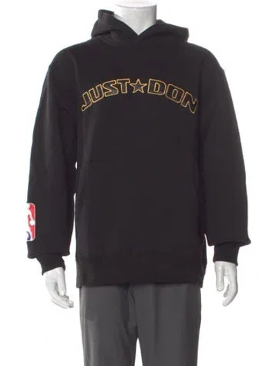 Pre-owned Just Don Graphic Print Mock Neck Hoodie In Gray