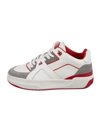 Pre-owned Just Don Leather Colorblock Pattern Athletic Sneakers In White