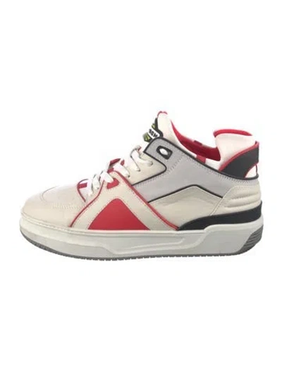 Pre-owned Just Don Leather Colorblock Pattern Sneakers In Neutral
