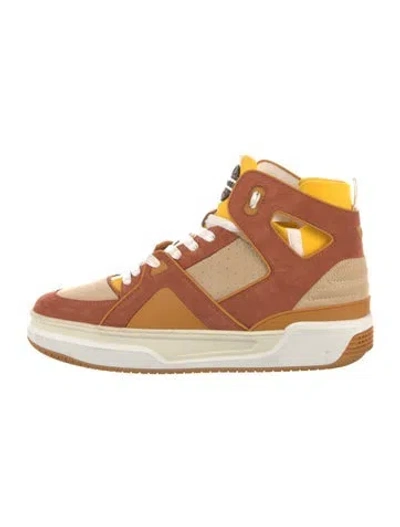 Pre-owned Just Don Leather Colorblock Pattern Sneakers In Orange